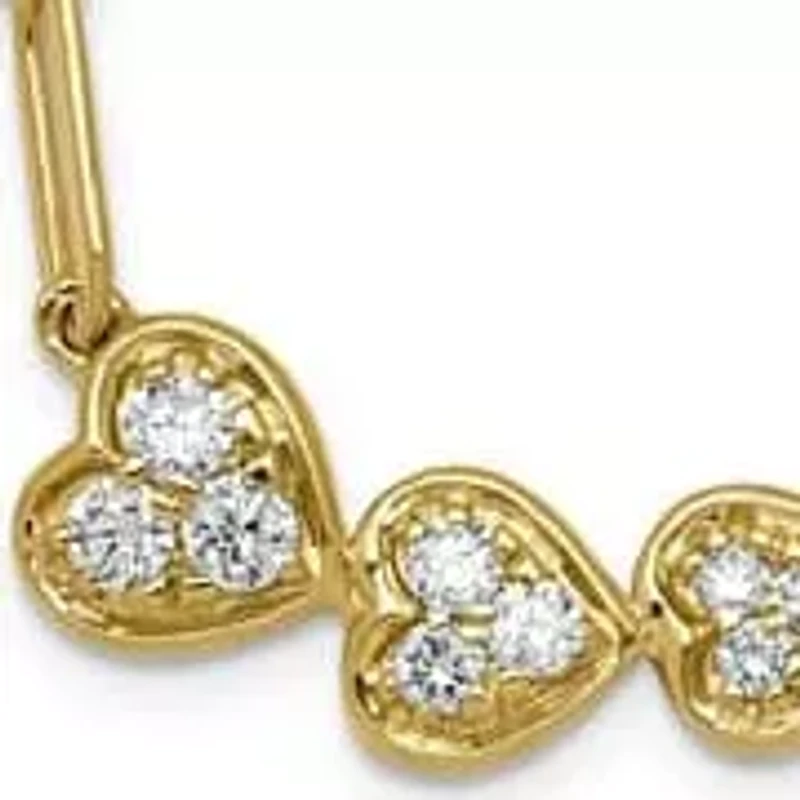 Lab Created 1/2 ct. t.w. Garnet and 1/6 ct. t.w. Lab Grown Diamond VS+ F+ Graduated Heart Necklace in 14K Yellow Gold