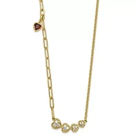 Lab Created 1/2 ct. t.w. Garnet and 1/6 ct. t.w. Lab Grown Diamond VS+ F+ Graduated Heart Necklace in 14K Yellow Gold