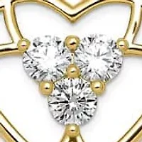 Lab Created / ct. t.w. Lab Grown Diamond VS+ F+ 3-stone Heart Necklace in 14K Yellow Gold