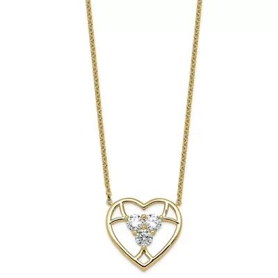 Lab Created / ct. t.w. Lab Grown Diamond VS+ F+ 3-stone Heart Necklace in 14K Yellow Gold