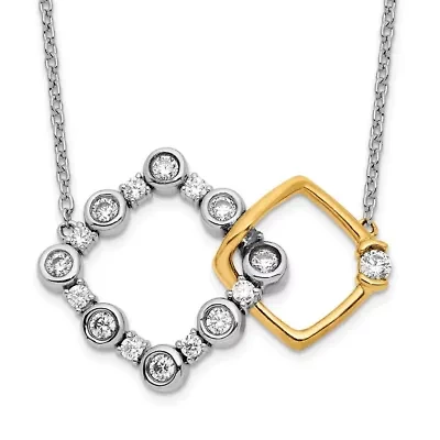 Lab Created 3/8 ct. t.w. Lab Grown Diamond Square Interlocking Necklace in 14K Two-Tone