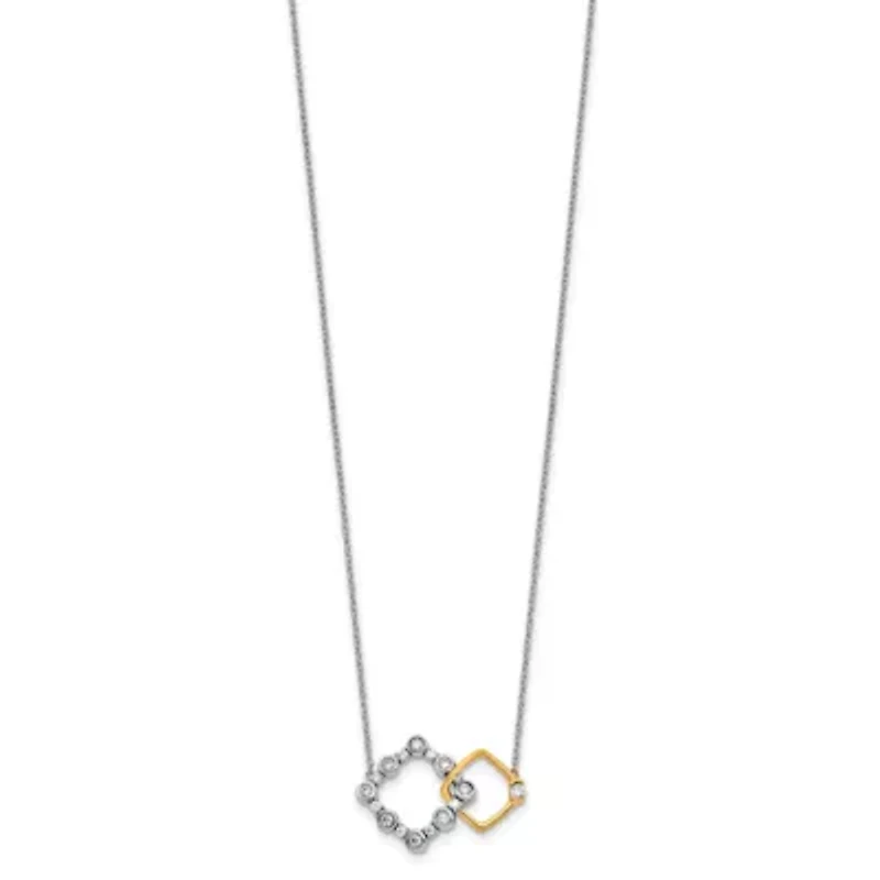 Lab Created 3/8 ct. t.w. Lab Grown Diamond Square Interlocking Necklace in 14K Two-Tone