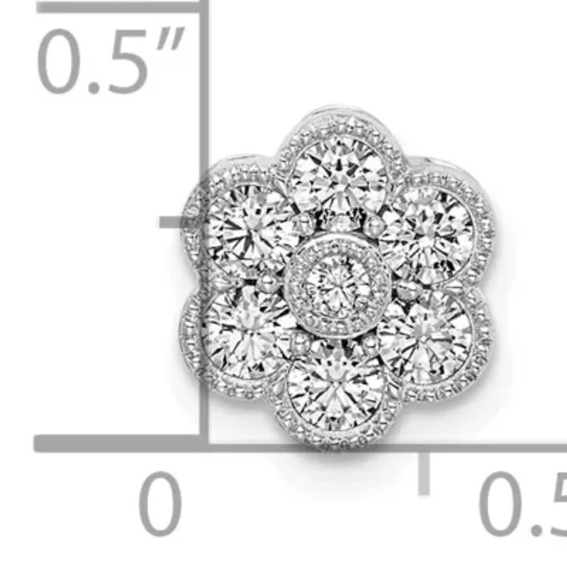 Lab Created 1/2 ct. t.w. Lab Grown Diamond  Floral Chain Slide Pendant in 14K White Gold