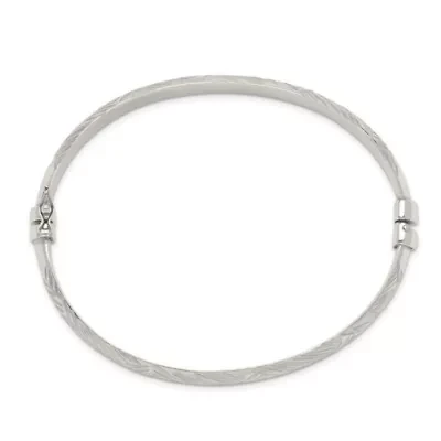 Sterling Silver Diamond-cut 7.5mm Bangle and 5mm Hoop Earring Set