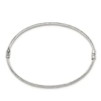 Sterling Silver Diamond-cut 4mm Bangle and 3mm Hoop Earring Set