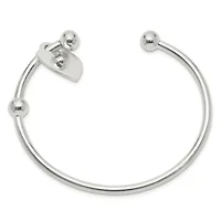 Sterling Silver 3mm Heart Bangle Bracelet