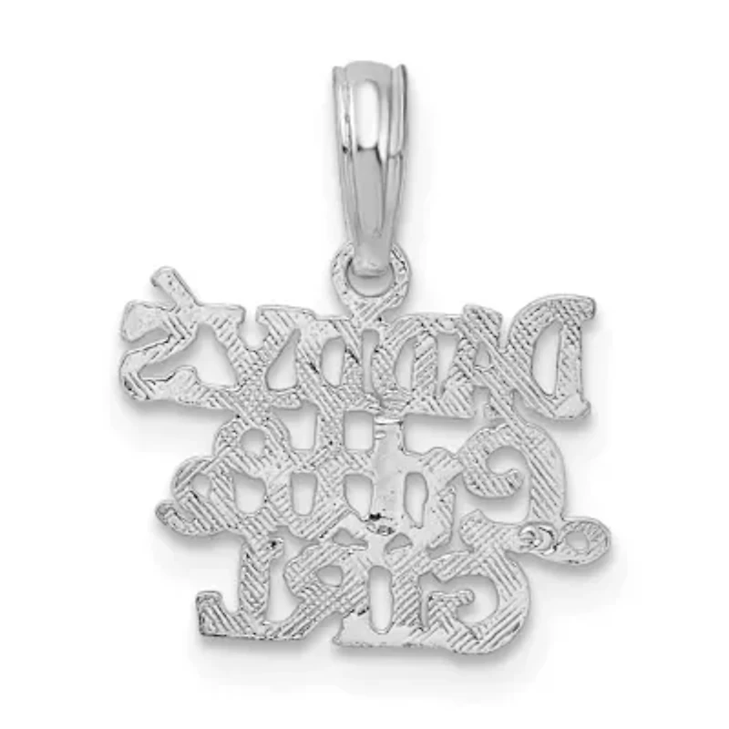 Sterling Silver Rhodium-plated Polished DADDYS LITTLE GIRL Pendant