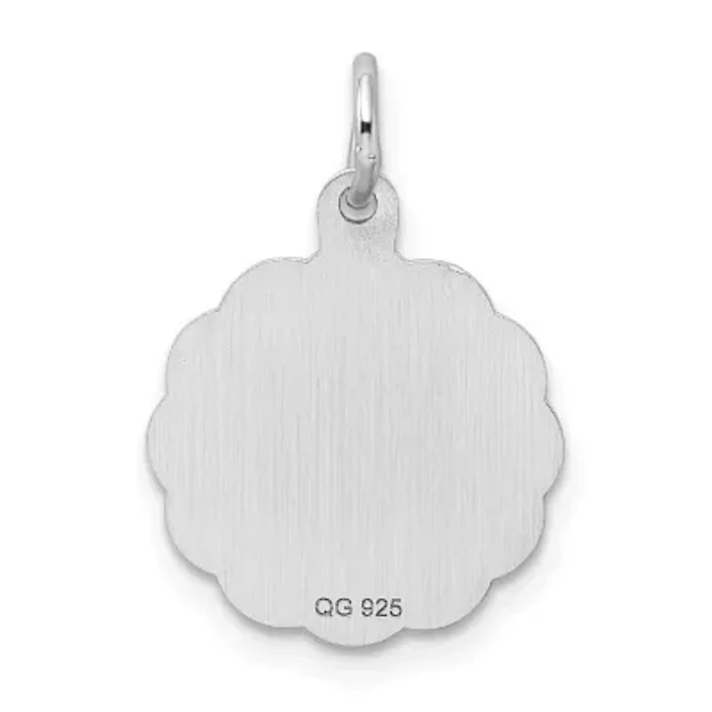 Sterling Silver Rhodium-plated Graduation Day Disc Charm