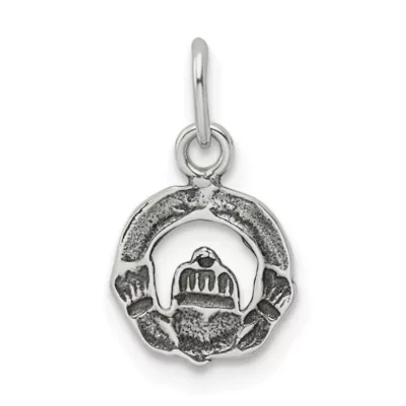 Sterling Silver Mini Antiqued Claddagh Charm