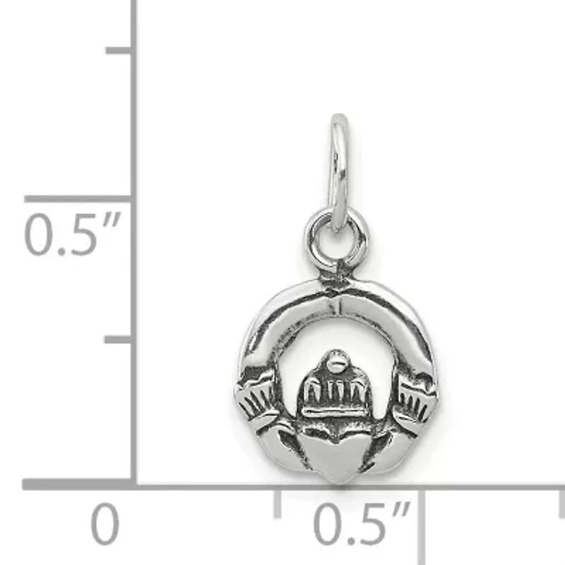 Sterling Silver Mini Antiqued Claddagh Charm