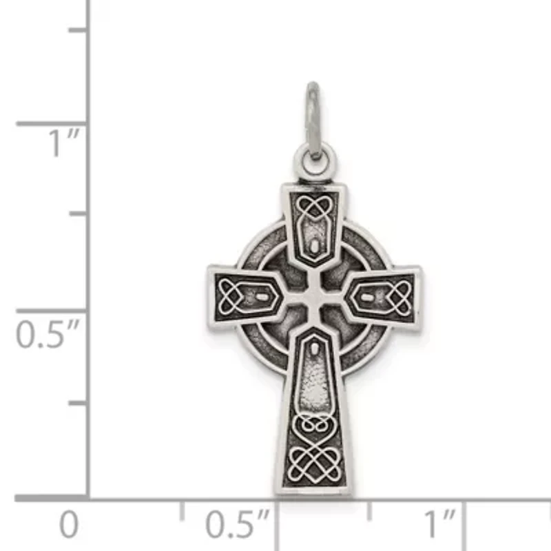 Sterling Silver Antiqued Satin Celtic Cross Pendant