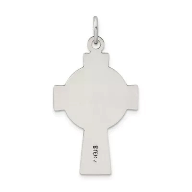 Sterling Silver Antiqued Satin Irish Cross Pendant
