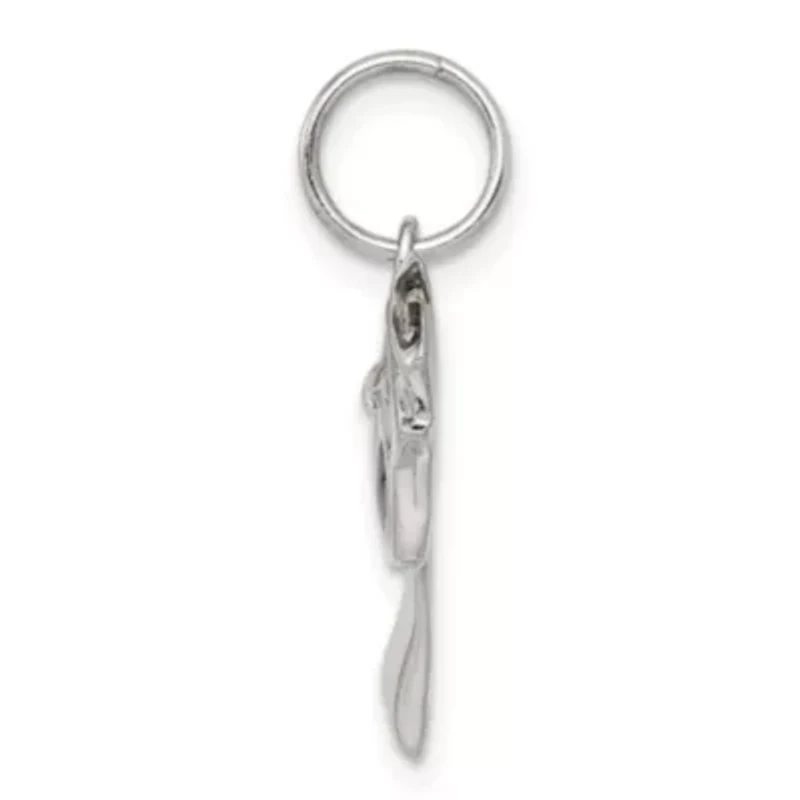 Sterling Silver Rhodium-plated Black Enamel Graduation Cap Diploma Charm