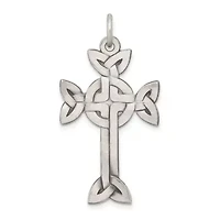 Sterling Silver Antiqued, Textured and Brushed Celtic Cross Pendant