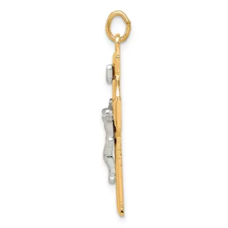 Sterling Silver and Gold Tone INRI Crucifix Pendant