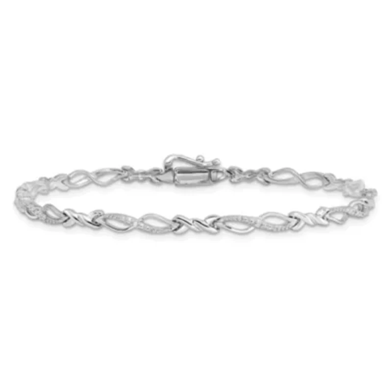 0.05 ct. t.w. Diamond Bracelet in Rhodium-plated Sterling Silver