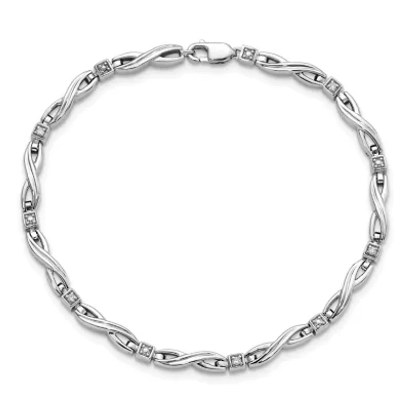 0.05 ct. t.w. Diamond Bracelet in Rhodium-plated Sterling Silver