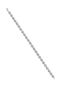 1/4 ct. t.w. Diamond Teardrop Link Bracelet in Rhodium Plated Sterling Silver
