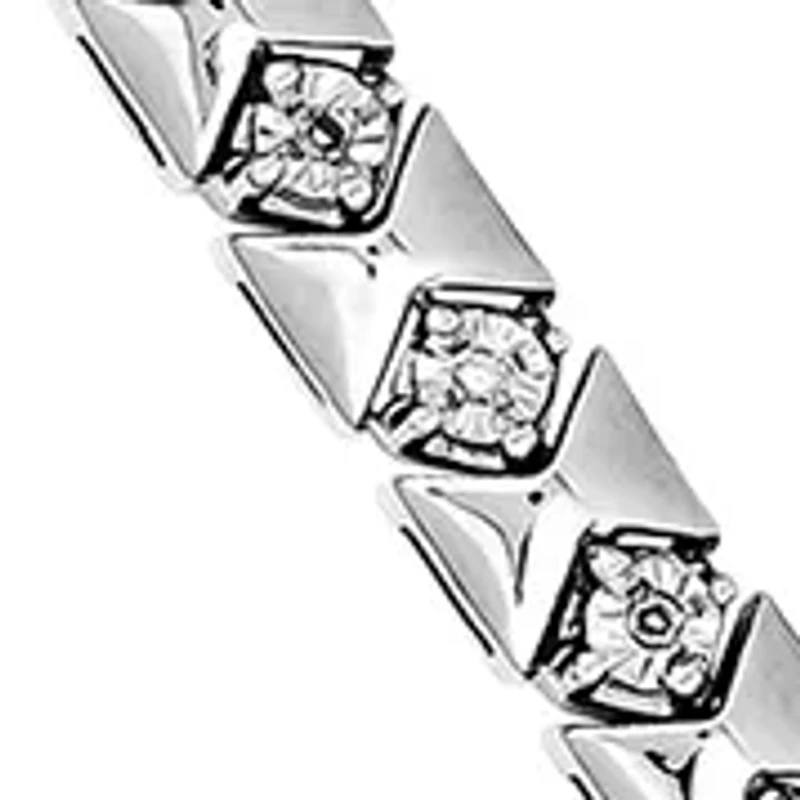 1/8 ct. t.w. Diamond Bracelet in Rhodium Plated Sterling Silver