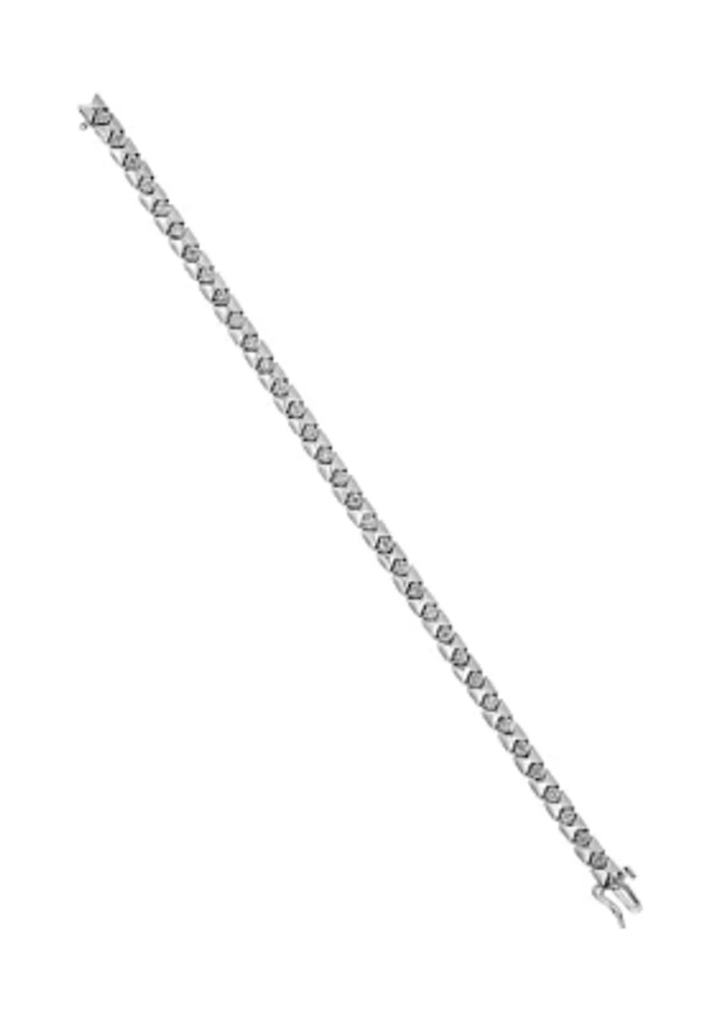 1/8 ct. t.w. Diamond Bracelet in Rhodium Plated Sterling Silver