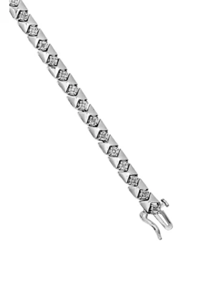1/8 ct. t.w. Diamond Bracelet in Rhodium Plated Sterling Silver