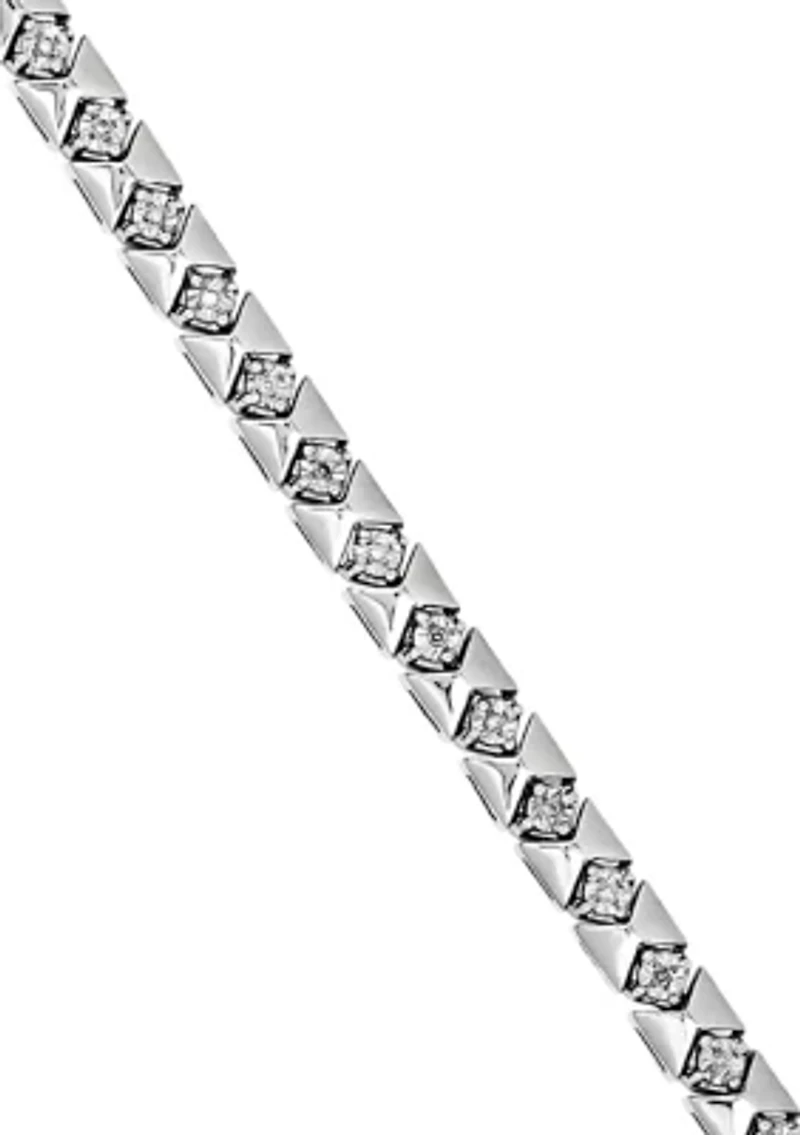 1/8 ct. t.w. Diamond Bracelet in Rhodium Plated Sterling Silver