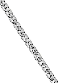 1/8 ct. t.w. Diamond Bracelet in Rhodium Plated Sterling Silver