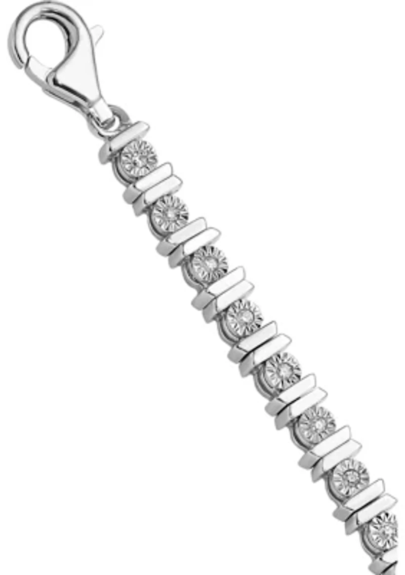 1/ ct. t.w. Diamond Tennis Bracelet in Rhodium Plated Sterling Silver