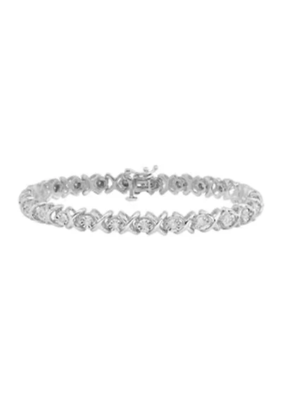 1/2 ct. t.w. Diamond Bracelet in Rhodium Plated Sterling Silver