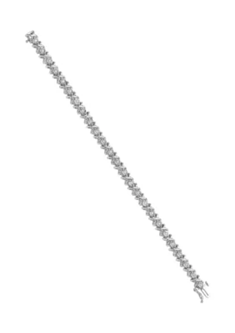 1/2 ct. t.w. Diamond Bracelet in Rhodium Plated Sterling Silver