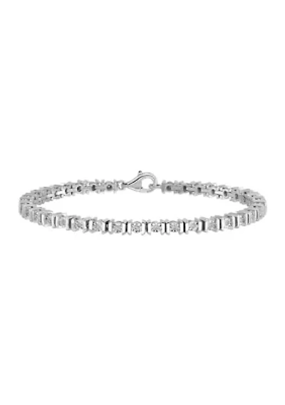 1/2 ct. t.w. Diamond Tennis Bracelet in Rhodium Plated Sterling Silver