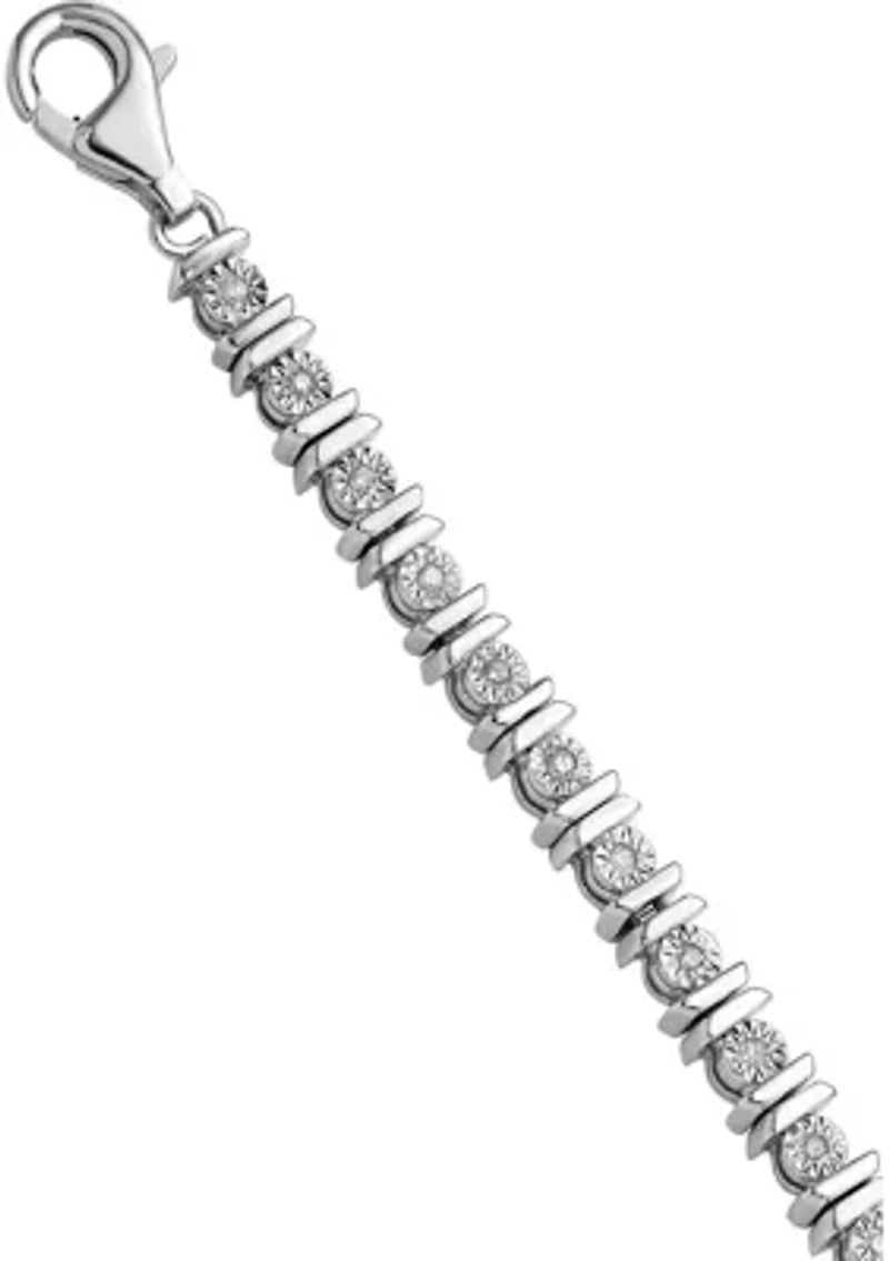1/2 ct. t.w. Diamond Tennis Bracelet in Rhodium Plated Sterling Silver