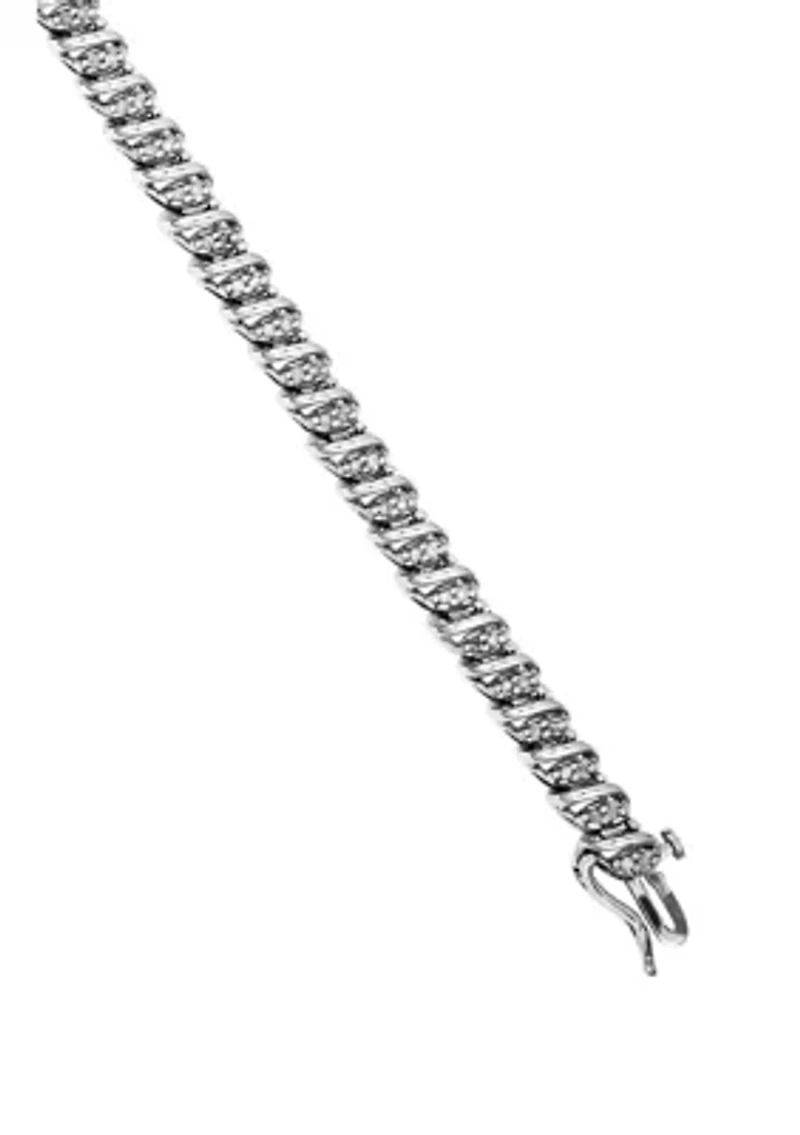 1/2 ct. t.w. Diamond Bracelet in Rhodium Plated Sterling Silver