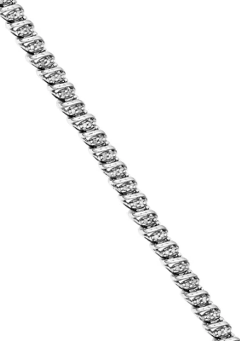 1/2 ct. t.w. Diamond Bracelet in Rhodium Plated Sterling Silver