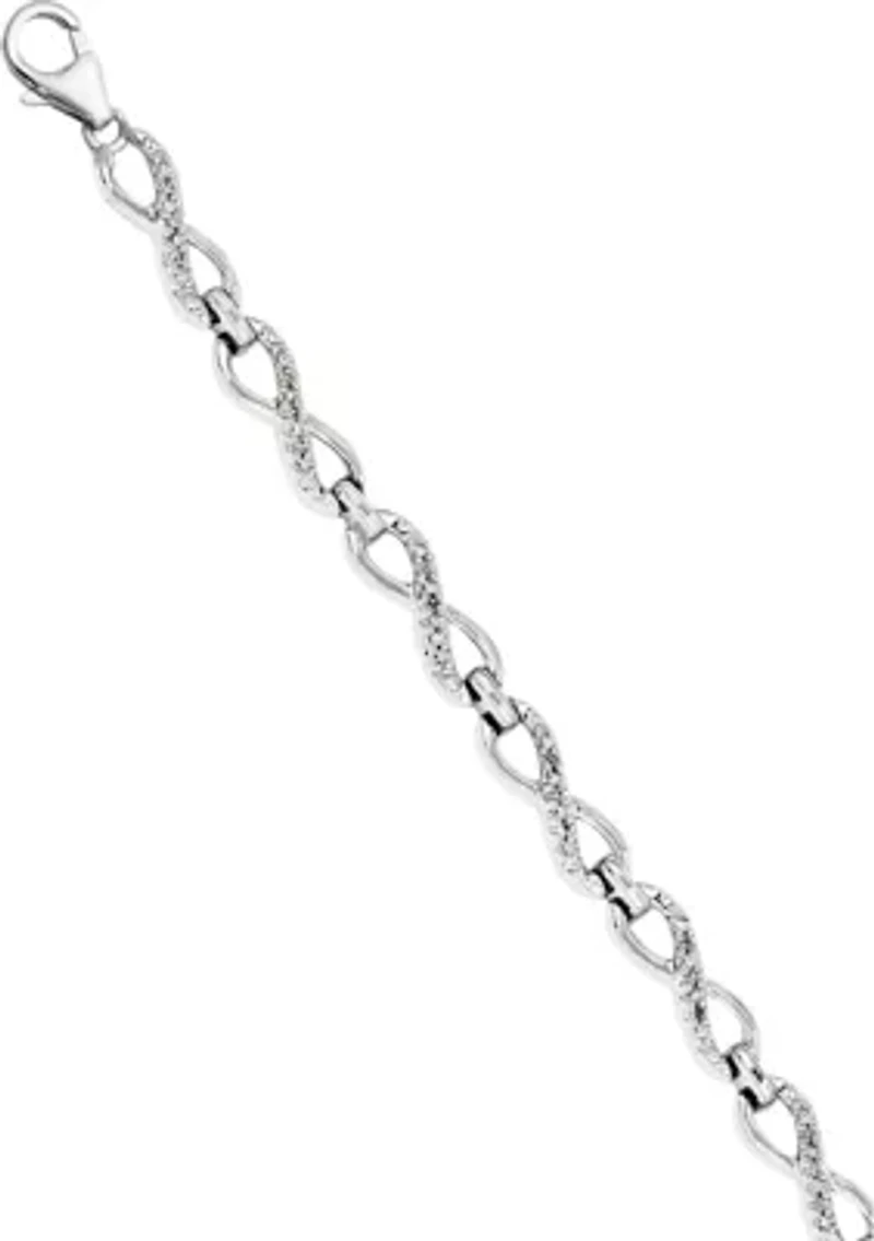 1/ ct. t.w. Diamond Bracelet in Rhodium Plated Sterling Silver