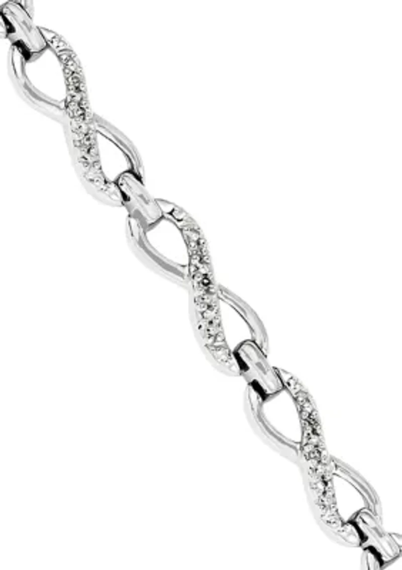 1/ ct. t.w. Diamond Bracelet in Rhodium Plated Sterling Silver