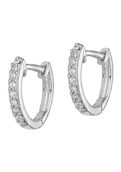 1/10 ct. t.w. Diamond Huggie Earrings in Rhodium-plated Sterling Silver