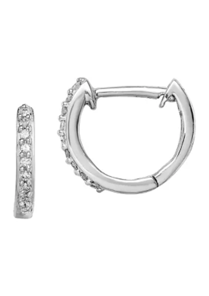1/10 ct. t.w. Diamond Huggie Earrings in Rhodium-plated Sterling Silver