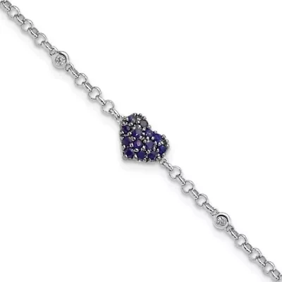 1/4 ct. t.w. Sapphire and 0.024 ct. t.w. Diamond Heart Bracelet in Rhodium-plated Sterling Silver