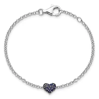 1/4 ct. t.w. Sapphire and 0.024 ct. t.w. Diamond Heart Bracelet in Rhodium-plated Sterling Silver