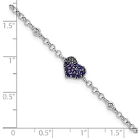 1/4 ct. t.w. Sapphire and 0.024 ct. t.w. Diamond Heart Bracelet in Rhodium-plated Sterling Silver