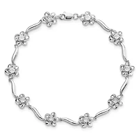 0.04 ct. t.w. Diamond Floral Bracelet in Rhodium-plated Sterling Silver