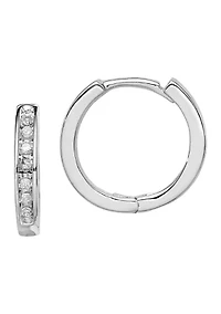 1/10 ct. t.w. Diamond Huggie Earrings in Rhodium Plated Sterling Silver