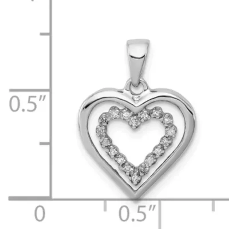 0.072 ct. t.w. Diamond Heart Pendant in Rhodium-plated Sterling Silver