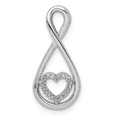 0.06 ct. t.w. Diamond Heart in Teardrop Slide Pendant in Rhodium-plated Sterling Silver