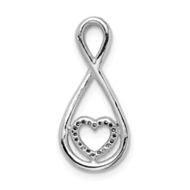 0.06 ct. t.w. Diamond Heart in Teardrop Slide Pendant in Rhodium-plated Sterling Silver
