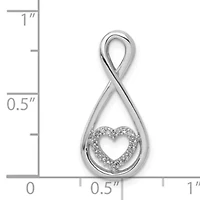 0.06 ct. t.w. Diamond Heart in Teardrop Slide Pendant in Rhodium-plated Sterling Silver