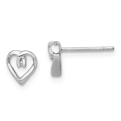 0.01 ct. t.w. Diamond Heart Post Earrings in Rhodium-plated Sterling Silver