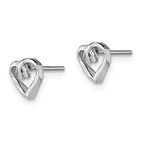 0.01 ct. t.w. Diamond Heart Post Earrings in Rhodium-plated Sterling Silver