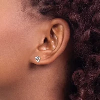 0.01 ct. t.w. Diamond Heart Post Earrings in Rhodium-plated Sterling Silver